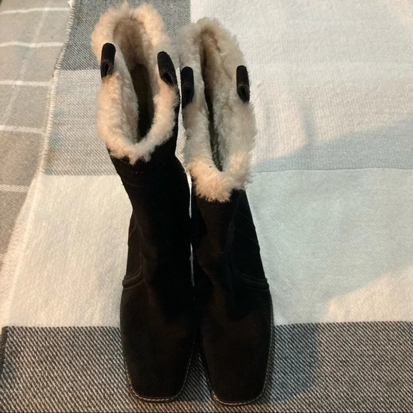 COLE HAAN Sz 9 Wedge Suede Lined Sherpa On Shaft Mid-Calf Boots NWOT - Picture 9 of 10